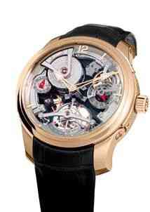 Esta potência é a gênesis de tudo: Double Tourbillon 30 Technique... Como todos os relógios da marca, a corda é manual. O duplo tourbillon é o que aplaca as interferências da gravidade e outras forças da natureza responsáveis pelos mínimos atrasos nos outros relógios do planeta!
