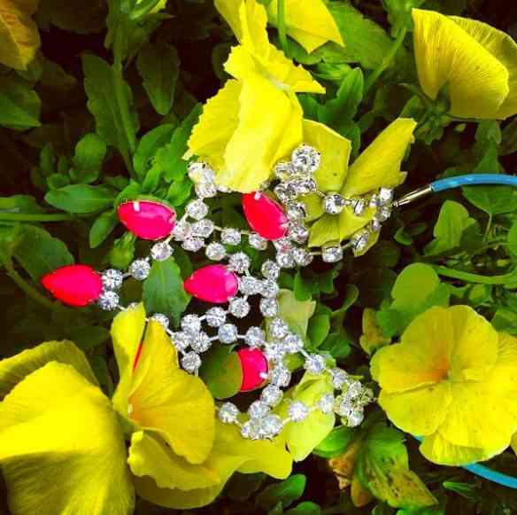Divino o colar e as flores que o emolduram!