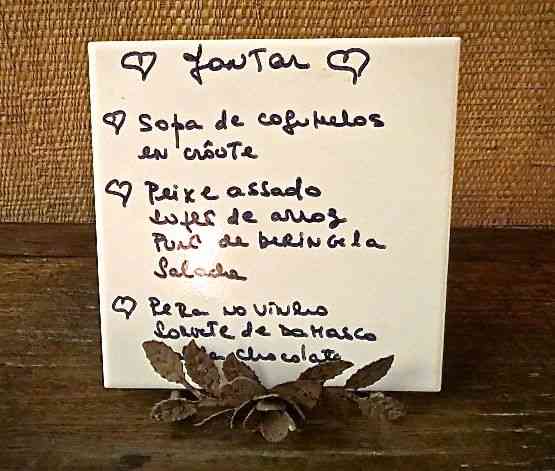 O cardápio.