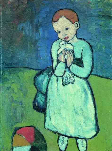 “O menino com a Pomba”é considerado o primeiro quadro da fase azul e, como todos acima, estava na preciosa “Becoming Picasso”.