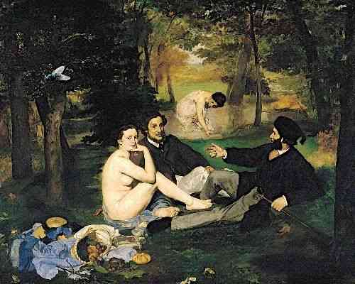 Imaginem esta cena, emblemática na história das artes plásticas, perturbada por uma…mosca mala?! (Pra quem chegou agora, este quadro é o famoso “Déjeuner sur l’herbe”, de Edouard Manet)