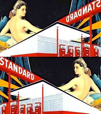 Contraste mais que perfeito da "A grande odalisca", de Ingres e "Standard Station", de Ed Ruscha: