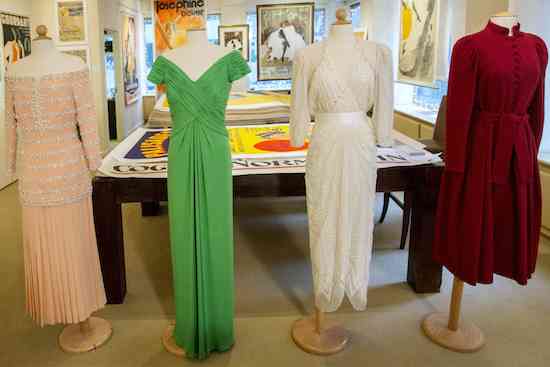Dresses once worn by Britain's Princess Diana are displayed by Julien's Auctions in New York November 12, 2014. Dresses worn by Princess Diana, as well as collections from Marilyn Monroe, James Bond and Sci-Fi films will be part of a two day auction to take place on December 5 and 6.  REUTERS/Brendan McDermid (UNITED STATES - Tags: ENTERTAINMENT ROYALS SOCIETY) - RTR4DXS5