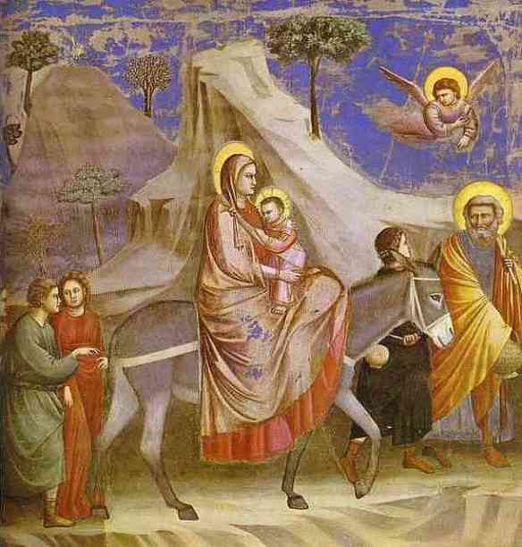 Cena da Madona com Jesus: Giotto é o primeiro a pintar perfil de personagem e podemos também notar a técnica da perspectiva neste painel!