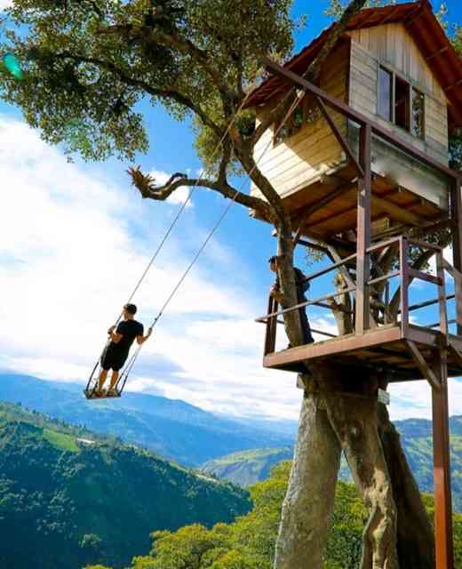 Esta é uma típica "mansão" nas árvores, igual à dos nossos sonhos infantis: Tarzan aprovaria!