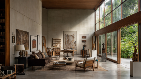 Imagem editorial da casa e atelier de Vik Muniz