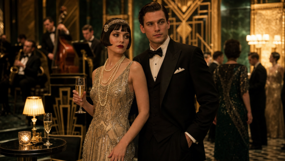 Imagem editorial do glamour Art Deco do ano Gatsby